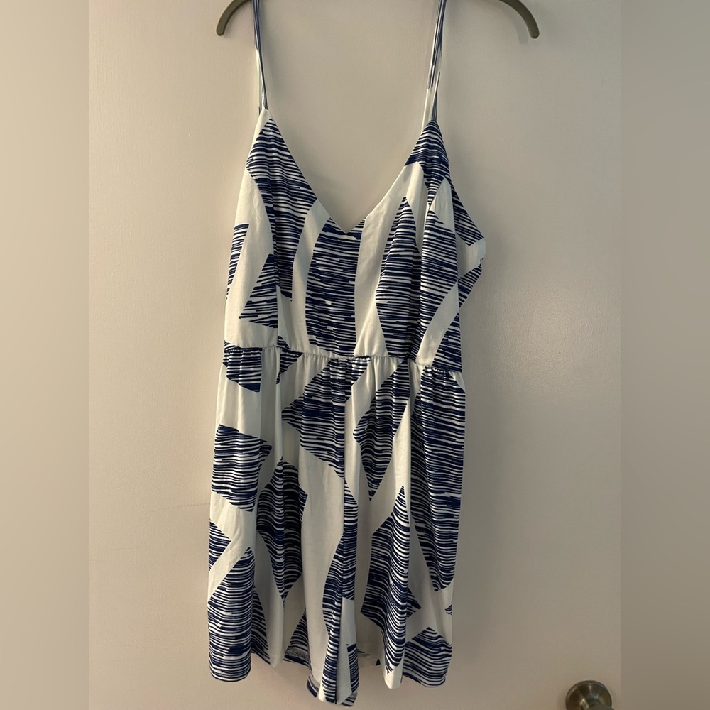Blue and white cotton romper